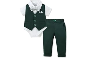 YALLET Baby Boy Clothes Suit Infant Boy Wedding Christening Outfits, 4Pcs Set Easter Baptism Outfits for Boys 0-24 Months