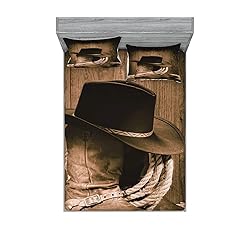 Ambesonne Western 2 Pack Fitted Sheet & Pillow Sham