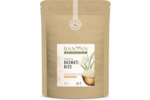 Banyan Botanicals White Basmati Rice – Organic & Pure Basmati Rice for Cooking Healthy Meals and Making Kitchari – With Resealable Zipper Bag – 3.15 lbs – Non-GMO Sustainably Sourced Vegan