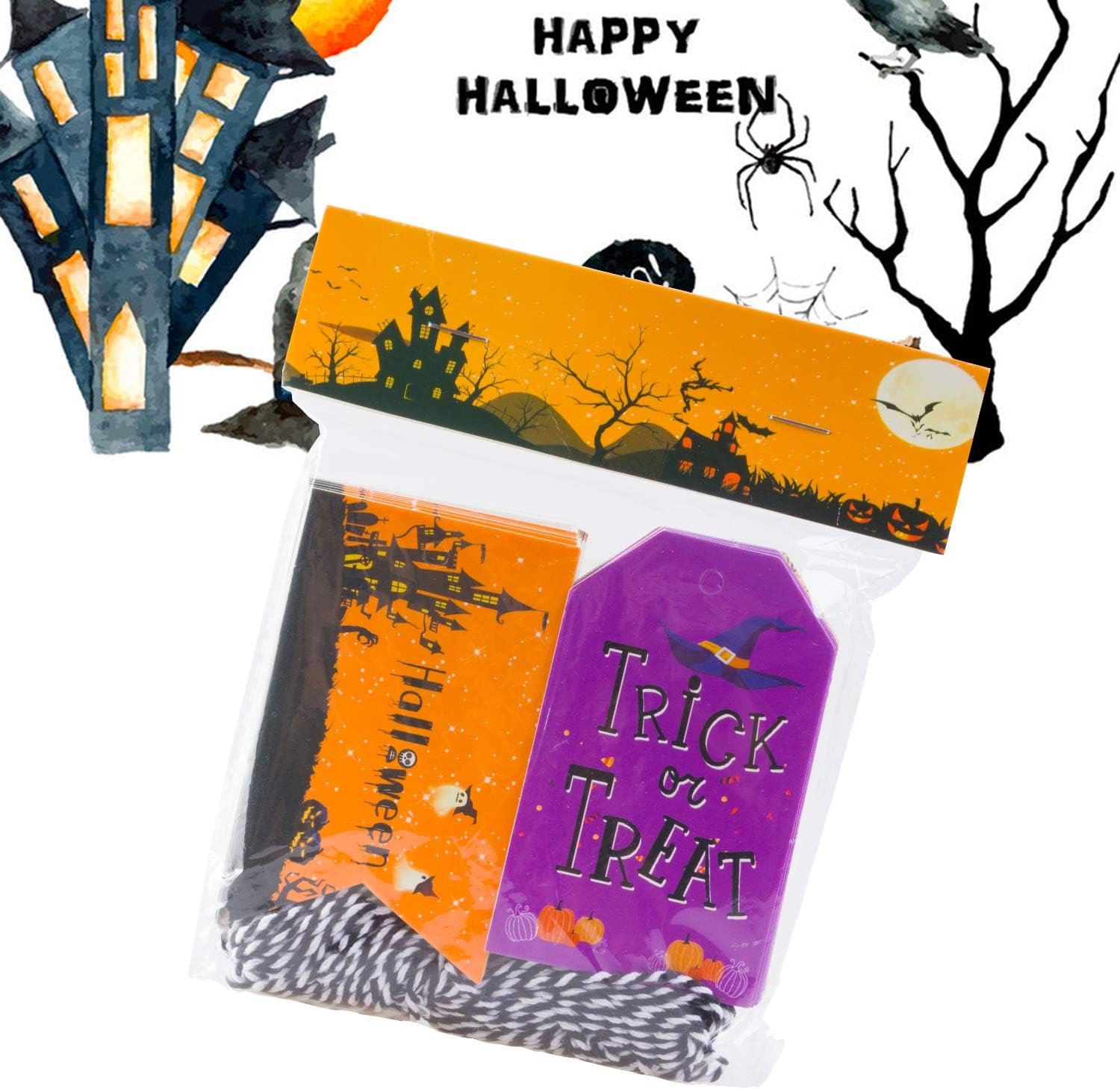 Halloween Tags - 60 Pieces Halloween Tags - Spooky Halloween Tag - Halloween Treat Tags - Perfect Decorations for Halloween Bags, Halloween Candy Bags: Home & Kitchen