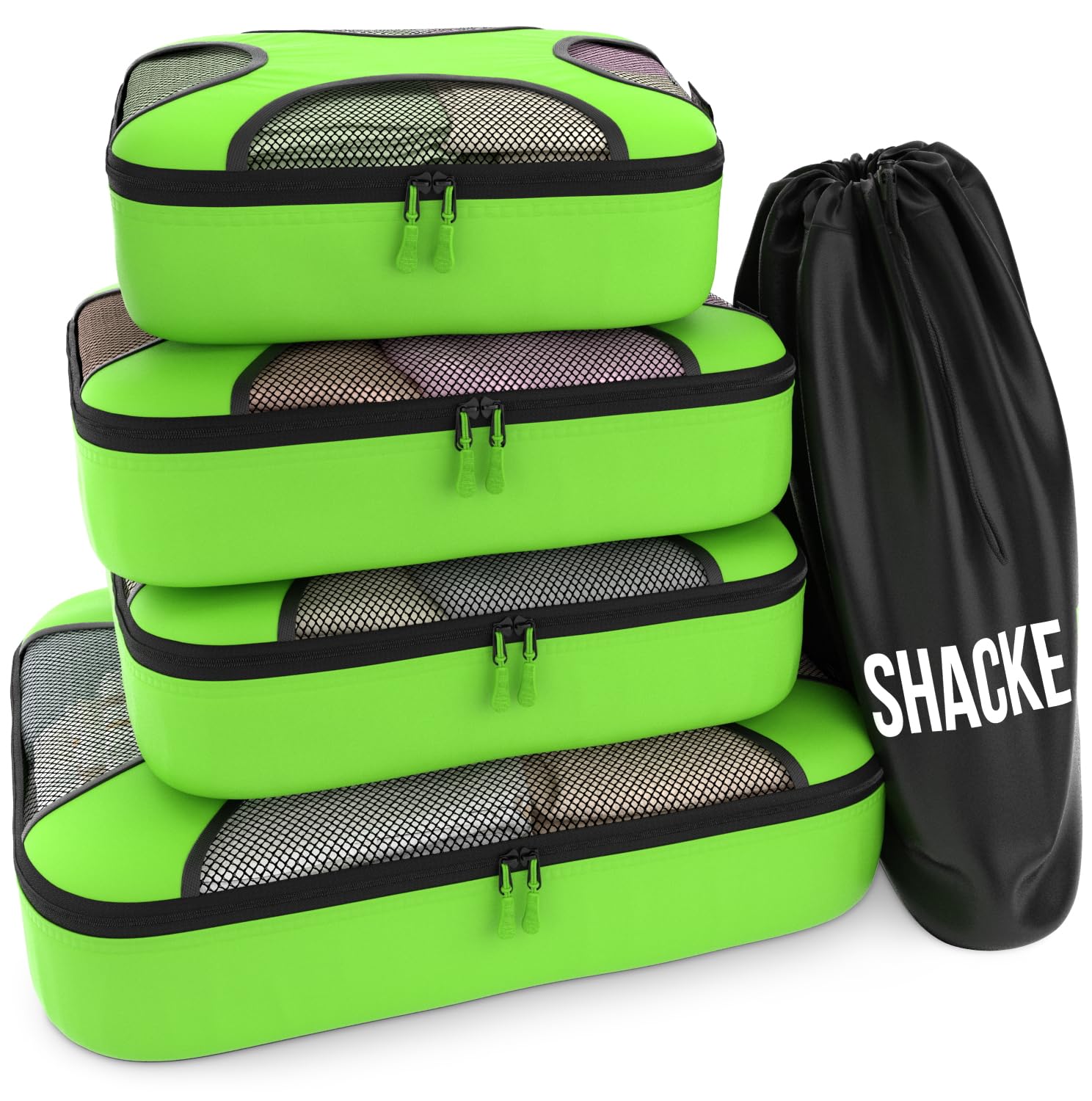 Shacke 5 Set Packing Cubes for Travel Lightweight Luggage Organizer (Green Grass)