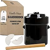 Humble House SAUERKROCK Fermentation Crock 10 Liter / 2.6 Gallon Ceramic Jar in Traditional Brown for Fermenting Pickling Kim