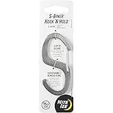 Nite Ize S-Biner Hook 'N Hold S-Hook, Stainless Steel S-Hook with Clip, Holds Pans, Tools and Plants, Stainless