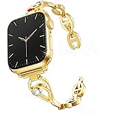 SaNgaMEi Slim Metal Band Compatible with Apple Watch Bands 38mm 40mm 41mm 42mm 44mm 45mm 46mm 49mm Women Dressy Bling Jewelry Diamond Bracelet Strap for iWatch Series 11 10 9 8 7 6 5 4 3 SE Ultra