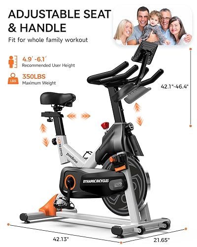 pooboo Exercise Bike, Adjustable Magnetic/Brake Pad Resistance