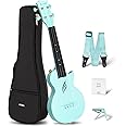 Enya Soprano Ukulele 21 Inch Carbon Fiber Cutaway Travel Ukelele for Adult with Beginner Bundle Kit Including Case, Strap, Capo and Strings（Nova U Mini Blue）