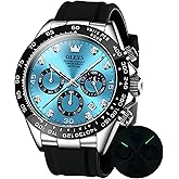 OLEVS Men's Watches Chronograph Multifunction Sport Silicone Luxury Diamond Moon Phase Quartz Male Watch Waterproof Wrist Watch