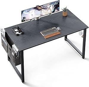 ODK Computer Writing Desk 47 inch, Sturdy Home Office Table, Work Desk with A Storage Bag and Headphone Hook, Espresso Gray