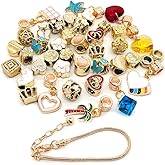 YIQIFLY Mixed Beads 40pcs Jewelry Making Charms Gold Color Big Hole Alloy Beads Assorted Colors and Styles Randomly (Gold)