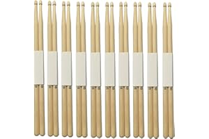 INTEMENOS 5B Maple Wood Drumsticks - 10-Pair Set of Drum Sticks with Wooden Tips