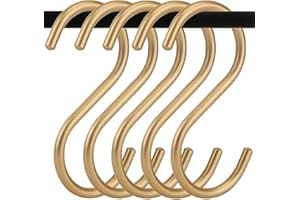 ULWSKY 10Pcs Gold S Hooks,Aluminum Alloy S Shaped Hooks,Gold Hook Hanger,Heavy Duty S Hook,Utility S Hook for Bathroom,Cloakr