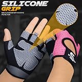 SAWANS Gym Gloves Men Women Fitness Gloves Non-Slip Silicone Padded Palm Pink L view 2