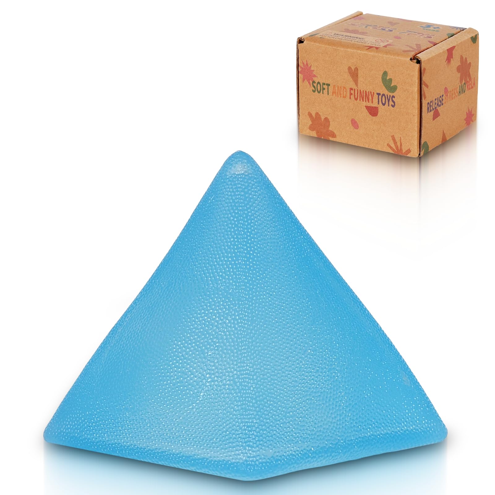 Jiezipeasy Triangle Bubble Squishy Toy - Soft TPR Stress Relief Ball, Slow-Rising Sensory Fidget Toy for Kids & Adults, Portable Handheld Squeeze Toy for Anxiety Relief (Blue)