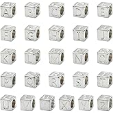 LiQunSweet 26 pcs 26 Styles 7mm Cube with Letter A-Z European Beads Square Alphabet Initial Large Hole Spacer Beads for DIY Jewelry Bracelet Necklace Earring Crafts Bag Keychain