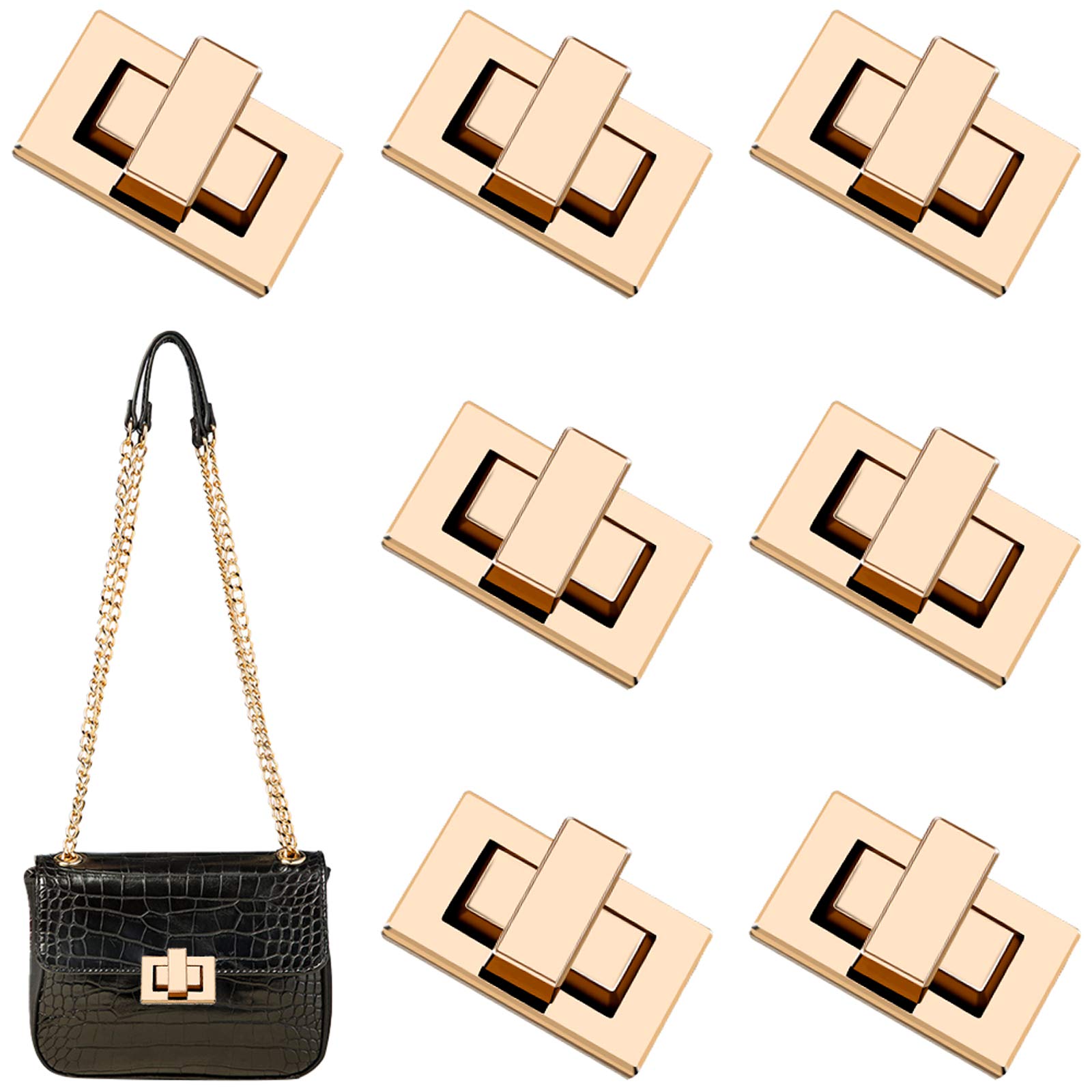 7Pcs Purse Lock Twist Turn Locks Clasp for DIY Leather Crafts Handbag Shoulder Bag Purse Accessories(Gold,32 * 18mm)