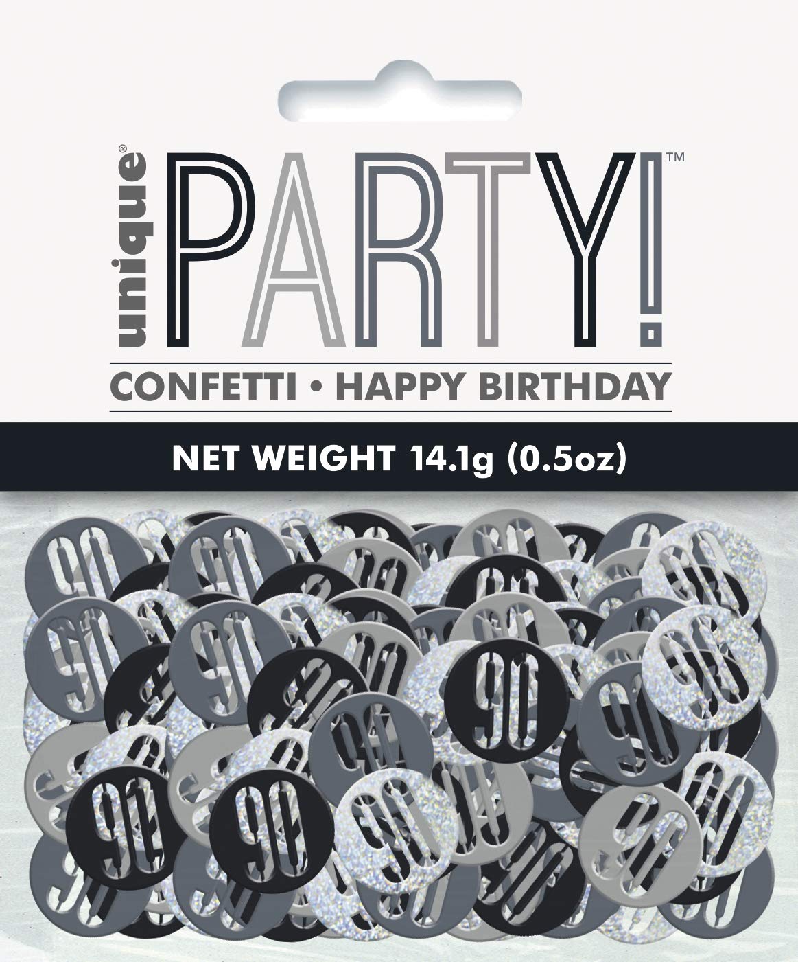 Unique Party 83832 - Glitz Black & Silver 90th Birthday Confetti