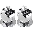 Jiozermi 2 Pack Desk Tally Counter, 4 Digit Number Counter Clicker, Mechanical Number Click Counters for Handheld or Base Mount