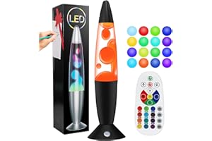 KIKILIVE 17 Color Changing Liquid Motion Lamp with Remote 13.5”LED Motion Lamp Relaxing Night Light for Kids Adults with White Wax in Clear Liquid Motion Lamp for Home Decor Gift (Black Base)