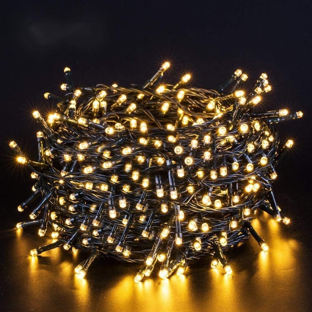 Quntis Battery Operated Christmas Tree Lights Warm White, 40m 300 Led Christmas Fairy String Lights Timer Outdoor Indoor Decoration for Xmas Garden Gazebo Pergola Festive Wedding Birthday Party Patio