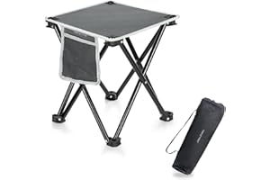 Zaboro Triple Tree 1 Pack Folding Camping Stool, 13.8 Inch Small Portable Lightweight Stool Seat with Side Pocket and Carry Bag for Travel, Hiking, BBQ, Fishing and Beach, Load Capacity to 400lbs