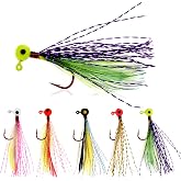 Ghanneey Fishing Jigs Kit Bucktail Jigs Hair Swimbait Heads Marabou Feather | Bucktail Jigs Kit with Hair Swimbait Heads and Marabou Feather Lures for Freshwater Saltwater Salmon Trout Bass Fish