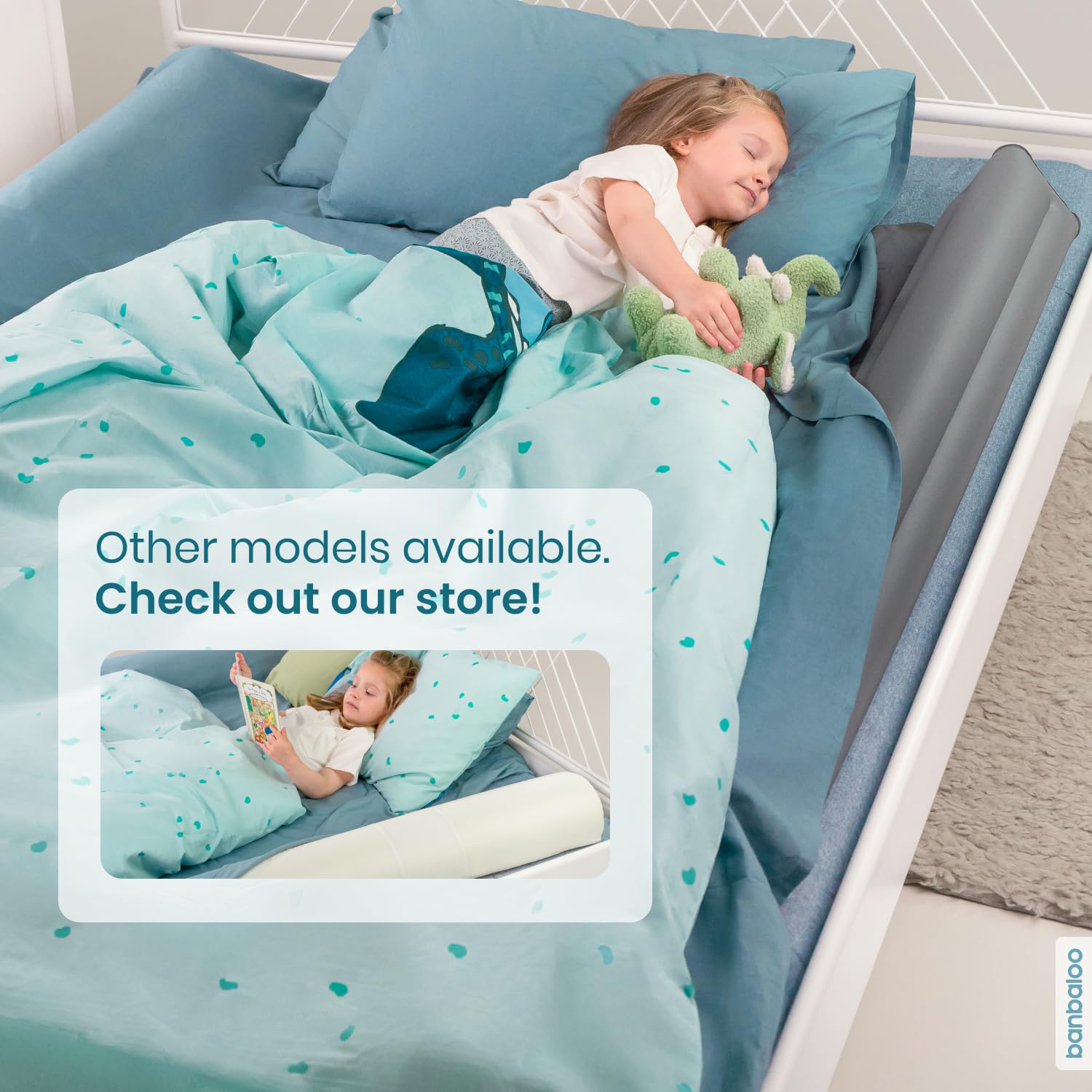 BANBALOO - 2-Pack Inflatable Bed Bumper for Children - Child Fall Protection, Inflatable Travel Bed Rail, for fold-Away, Single, Double, Queen Size, King Size and Montessori beds