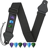 Qivorimith Guitar Strap,Acoustic Electric Guitar,Available for All Guitars | 3 Pick Holders and 6 PCS Picks Guitar Accessories