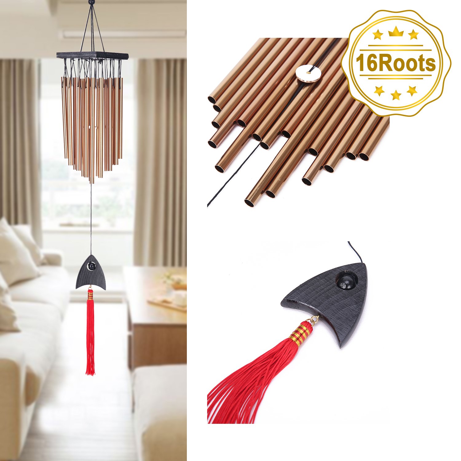 Yesurprise Antique Wind Chimes Hanging Melody Bells For Outdoor Garden Home Decor Elegant Metal Wood Design Windchimes With Fair Sounding Musical #wooden #wind #chimes #sound