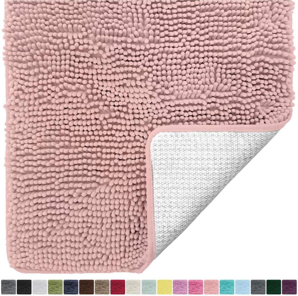 Gorilla Grip Original Luxury Chenille Bathroom Rug Mat, 30x20, Extra Soft and Absorbent Shaggy Rugs, Machine Wash Dry, Perfect Plush Carpet Mats for Tub, Shower, and Bath Room, Dusty Rose: Home & Kitchen