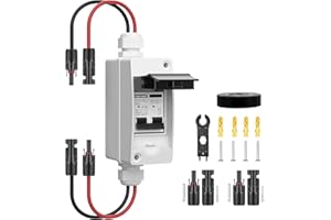 YQBYJING DC Solar Panel Disconnect Switch 50 Amp AC Miniature Circuit Breaker 500V 2 Poles with PV Connector and IP65 Waterproof UV-Proof Box for Outdoor Solar Battery PV Homes