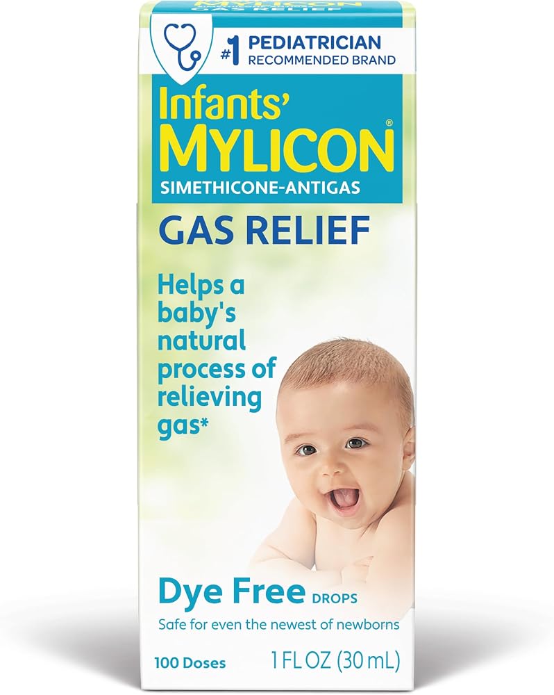MYLICON Gas Relief Drops for Infants and Babies, Dye Free Formula, 1 Fl Oz. | Gentle simethicone drops relieve infant gas & d