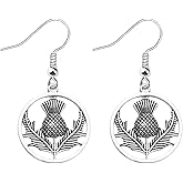 BAUNA Scotland Thistle Dangle Earrings for Women Sassenach Scottish Jewelry Fans Gift (Silver)