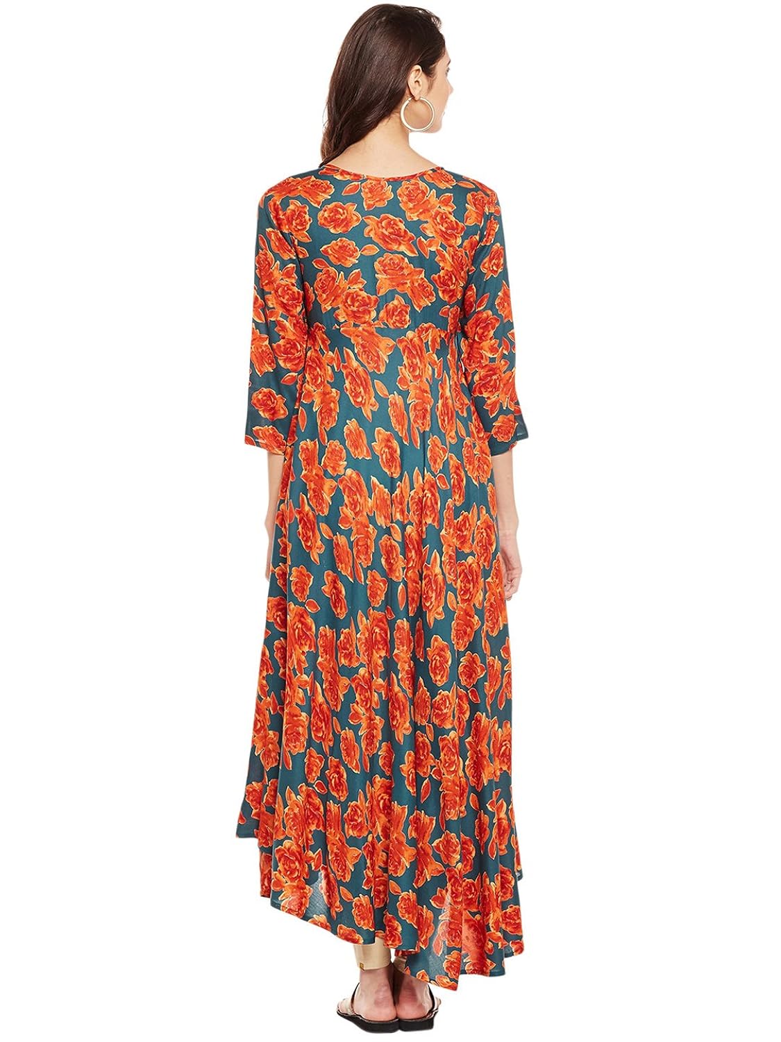 tissu women's rayon printed flared kurta (multicolour)