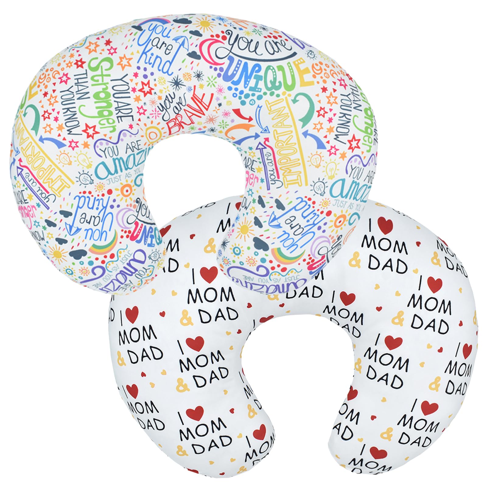 Winmany 2 Pack Baby Nursing Pillow Cover Newborn U-Shaped Breastfeeding Pillowcase Cushion Cover Stretchy Replaceable Forest&Floral Pillow Cover Slipcover 22.5x18 inch