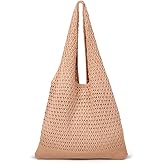 Crochet Beach Tote Bag Summer Vacation Hobo Tote Knit Bags for Women Mesh Woven Travel Crochet Purse Aesthetic Bag