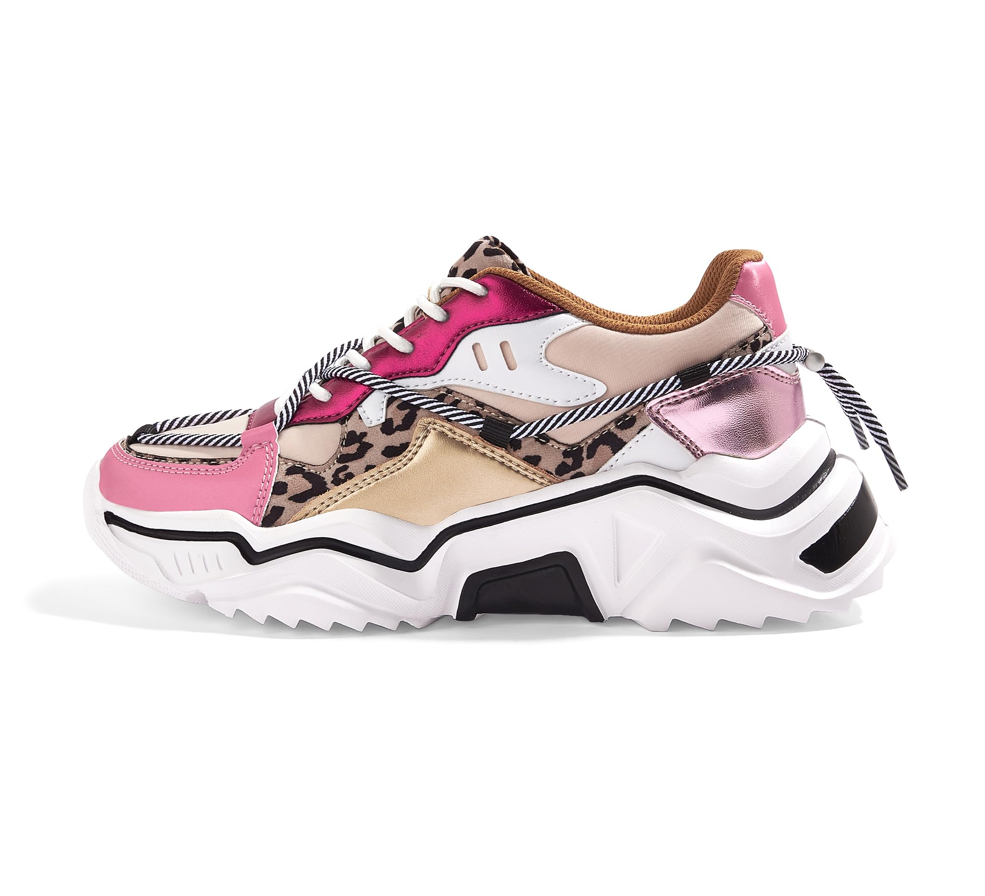 LUCKY STEP Dames Platform Sneakers Retro Gevlochten Design Met Strass - Comfortabele Stadssneakers