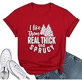 UNIQUEONE Christmas Shirts for Women: Funny Christmas Tree Xmas Vacation Short Sleeve Graphic Tee Tops