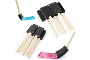 MOIKKA-GC 12Pcs Foam Paint Brushes Set: 1 Inch & 1.5 Inch Sponge Paint Brushes with Wooden Handle, Lightweight & Durable for Painting, Staining, Crafts, DIY Art, Acrylic Painting & Mod Podge