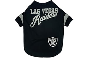 PETS FIRST NFL Las Vegas Raiders Dog & Cat T-Shirt, Large. Football PET TEE for NFL Team Fans. New & Updated Fashionable Stripe Design, Durable & Cute Sports Outfit