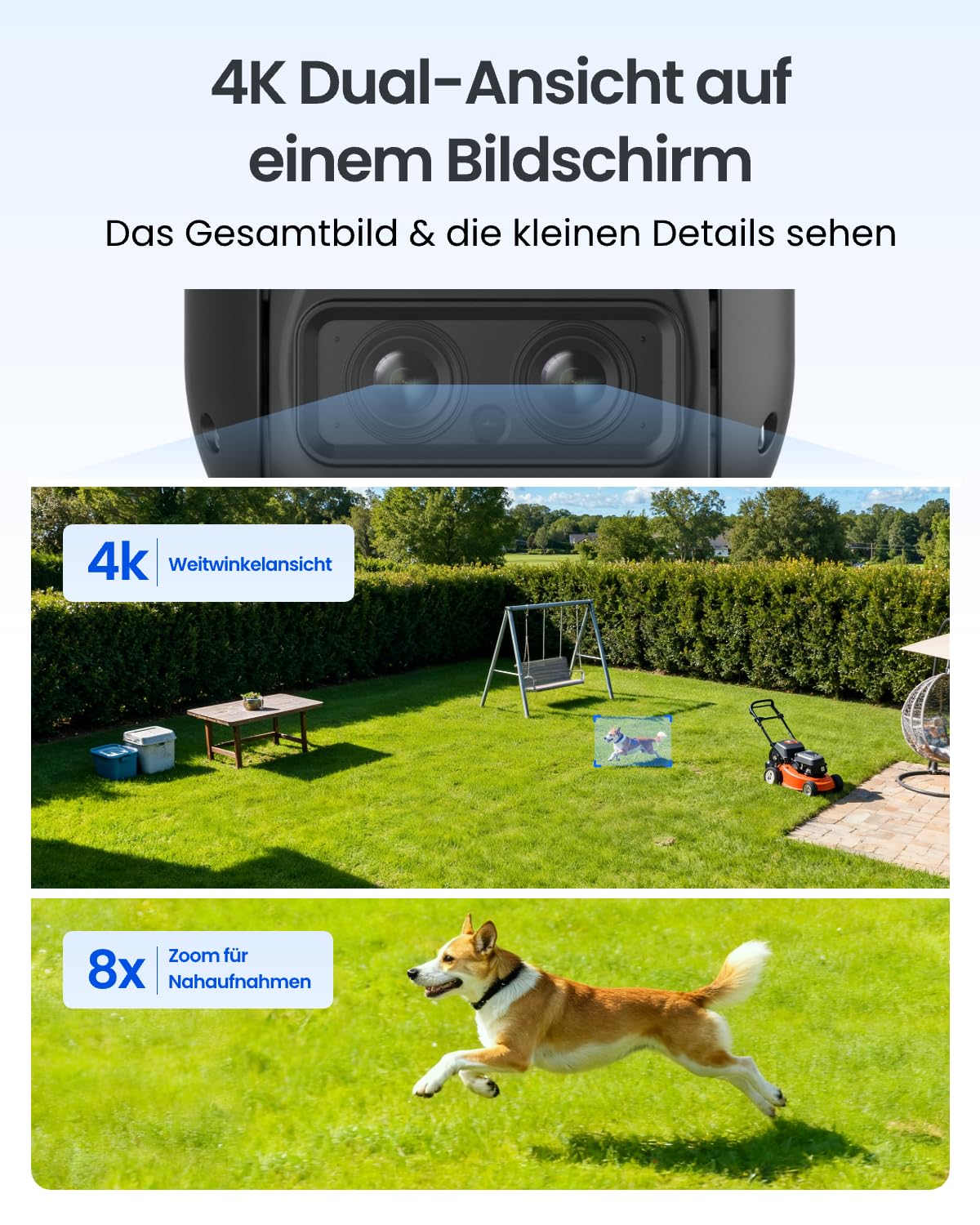 Reolink 4K PTZ Überwachungskamera Aussen Akku mit Auto-Tracking & Auto-Zoom 2