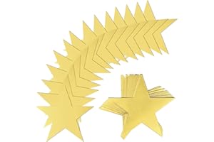 KEEPARTY 100 Glitter Gold Five Star Cutouts - Double Printed Paper Star Decorations for Bulletin Board, Classroom Wall & Party Decoration