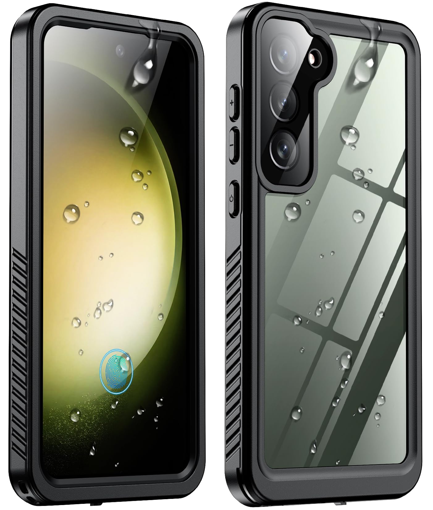 SPIDERCASE Designed for Samsung Galaxy S23 Plus Case Waterproof,Built-in Screen & Camera Lens Protector[IP68 Underwater][Military Grade Shockproof] Full Body Protection Phone Case, Black/Clear