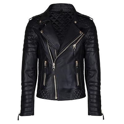 Aries Leathers Mens Real Lambskin Leather Genuine Motorcycle Jacket MJ300