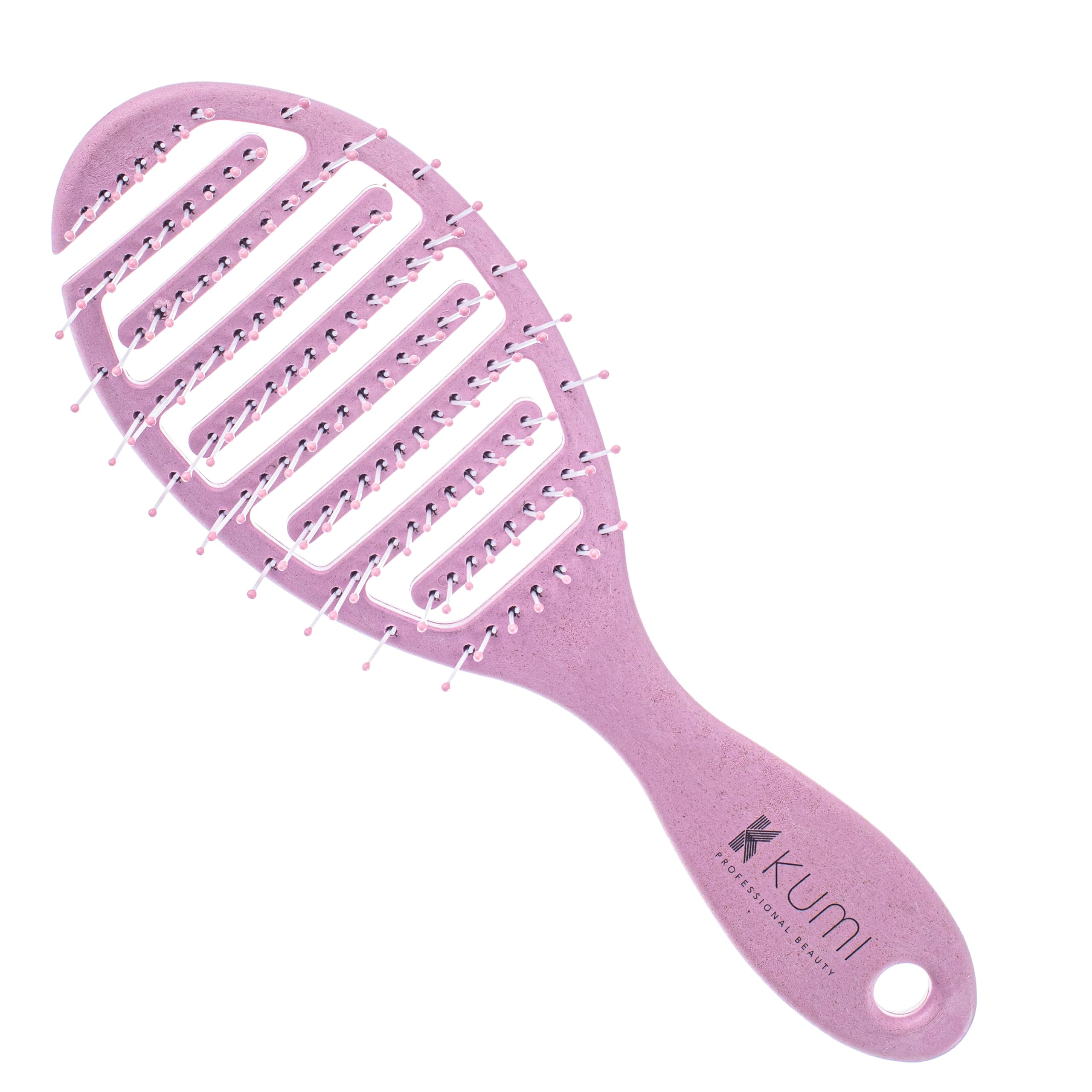 Kumi Pink Detangling Hair Brush - Wheat Straw Derived Anti-Breakage detangling Brush, Flexible Straw Brush for Wet and Dry Hair - Ideal for Home Use - Eco Friendly Hairbrush