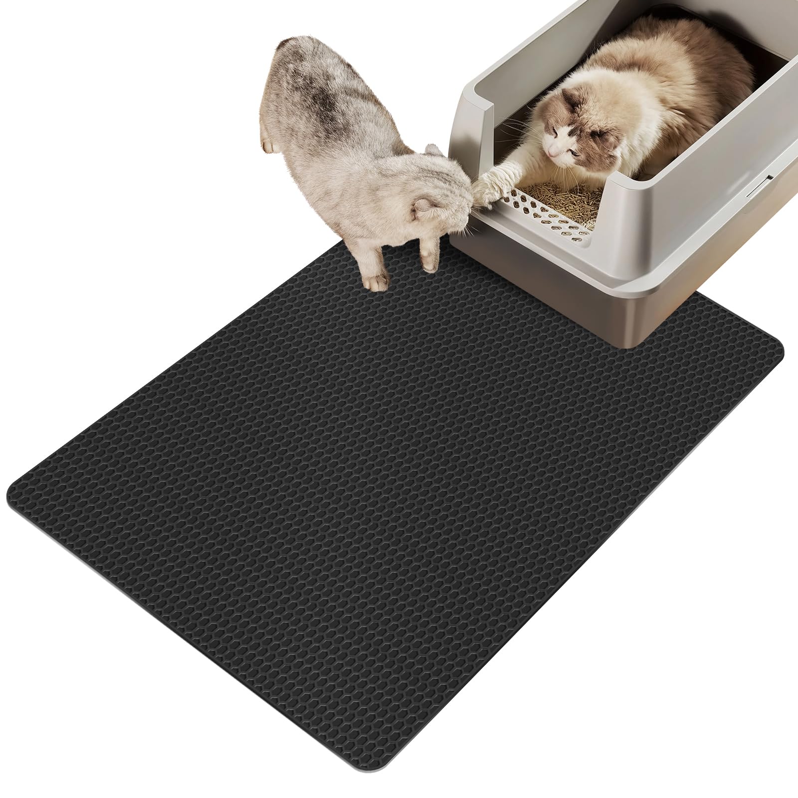 Photo 1 of Matace Cat Litter Mat - 2 Pack, 24" x 35" Waterproof, Easy to Clean, Non-Slip Litter Catcher Mat - Black
