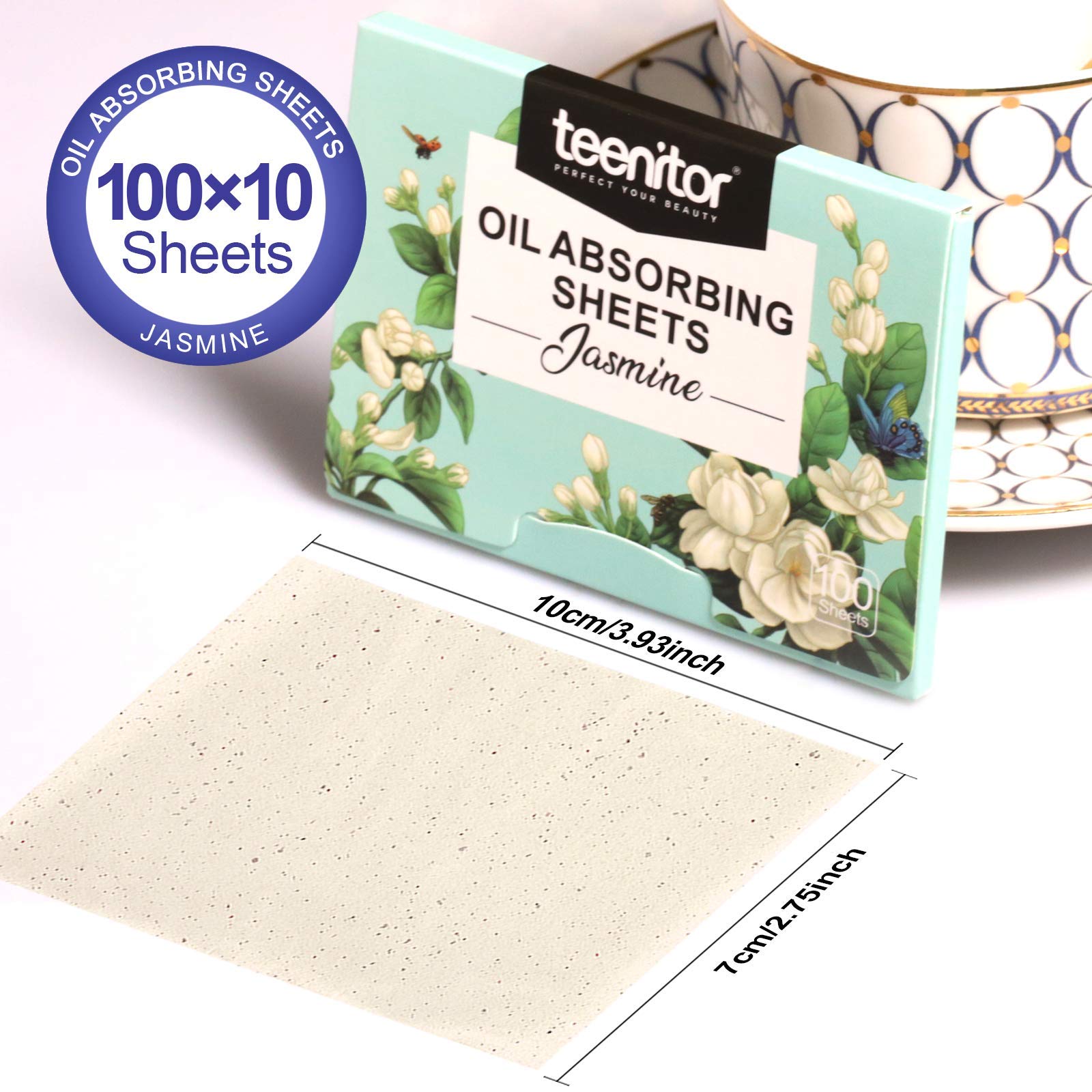 Teenitor 1000 Counts Oil Absorbing Sheets, Oil Blotting Paper, Oil Absorbing Tissues, Face Facial Natural Oil Control Film Blotting for Oily Skin Care Men Women-Jasmine