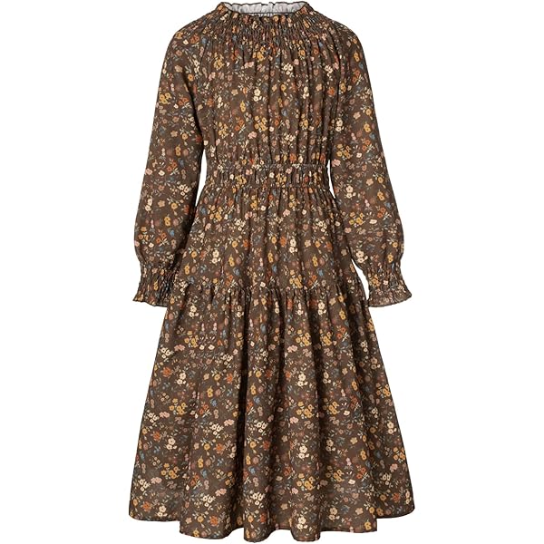 JOLILUNA Women Floral Maxi Dress Long Sleeve Square Neck Bohemian Flowy  Smocked Dress Fall Boho Long Dresses with Pockets (Black,Small) at Amazon  Women's Clothing store