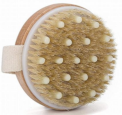 MAYCREATE Bath Body Brush Natural Bristles with Massage Nodules Reducing Cellulite Toxins