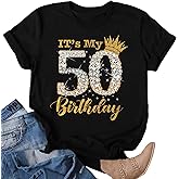 FCGHSII 50th Birthday T-Shirts for Women: Vintage 1975 Graphic Shirt 50th Birthday Party Tees Tops