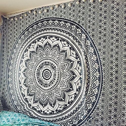 Tapestries - Popular Handicrafts Tapestry Wall Hanging Hippie Ombre Mandala Bohemian Hippy Psychedelic Design Indian Tapestries Bedspread 84 x 90 Inches (215cm x 230cm) Red Yellow